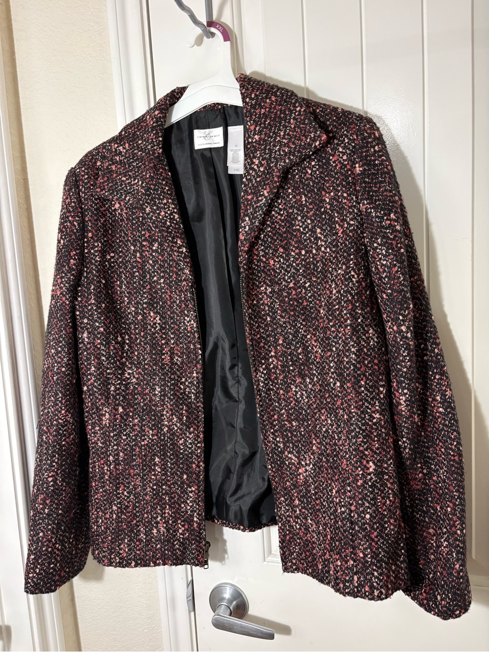 Liz Claiborne Black and Pink Tweed Blazer